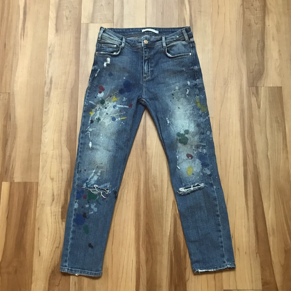 Zara Womens Paint Splatter Ankle Jeans US size 6